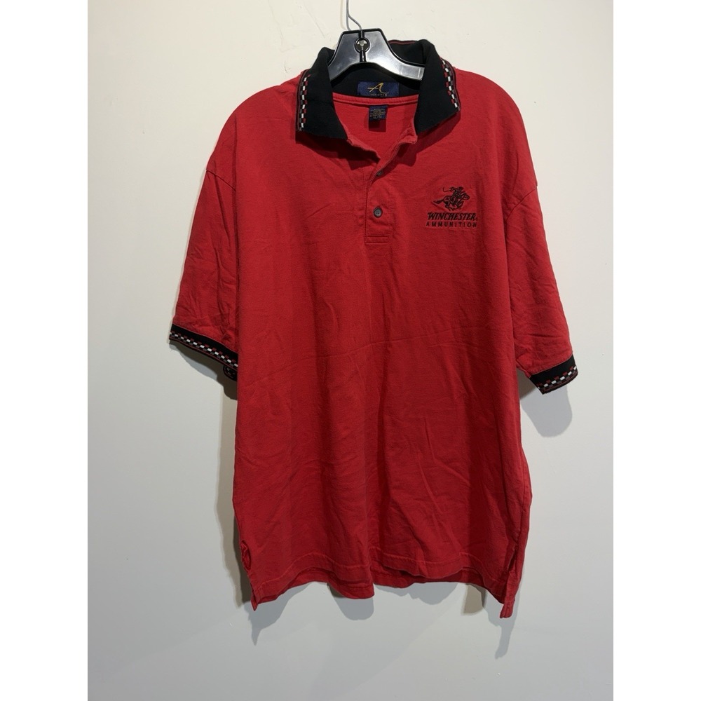 Vintage Winchester Ammunition Embroidered Polo 100% Cotton XL Red Ash City